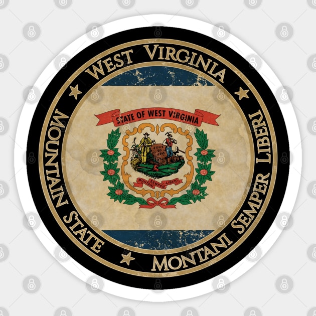 Vintage West Virginia USA United States of America American State Flag Sticker by DragonXX